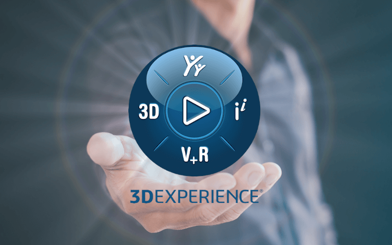 Mann hält den 3DEXPERIENCE Kompass in die Kamera